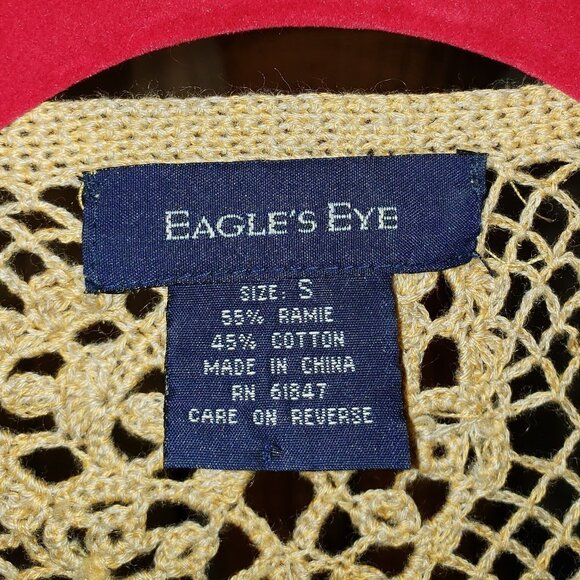 Ladies EAGLE'S EYE Floral Crocheted Cardigan in Tan - S - Picture 4 of 4